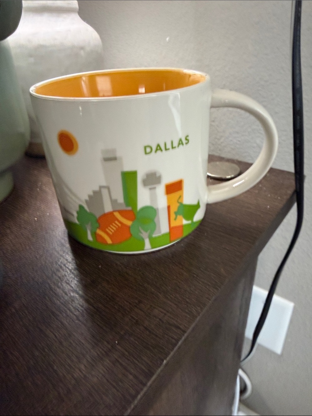 Starbucks Dallas City Ceramic Coffee Mug - Orange Interior